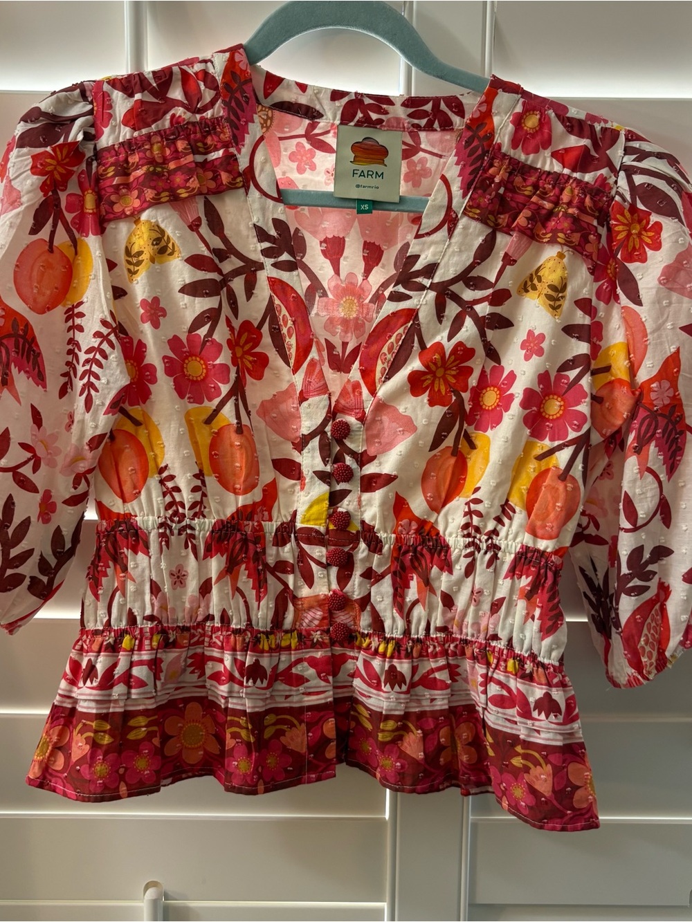 FARM Rio Romantic Orchard Cropped Blouse XS